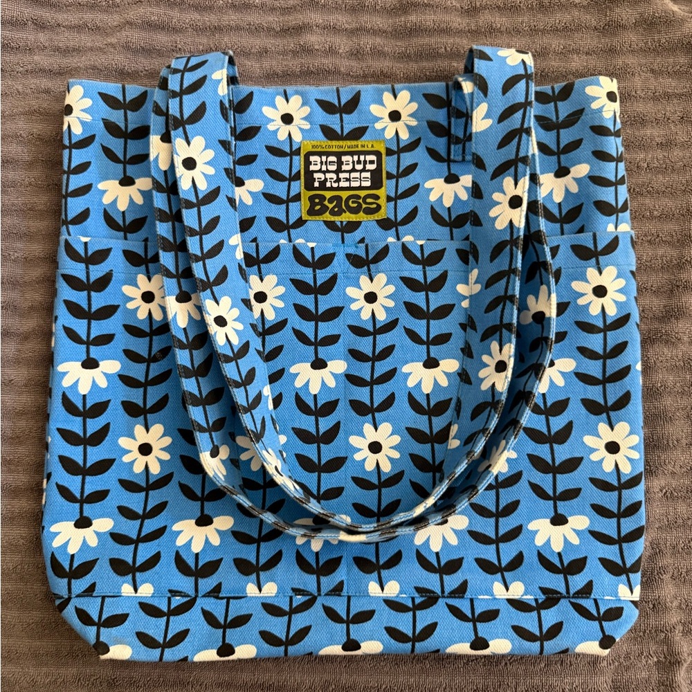 Big Bud Press Blue White Floral Everyday Tote printed limited edition